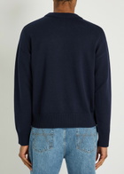 Ami Paris Logo-intarsia Wool and Cotton-blend Jumper Navy