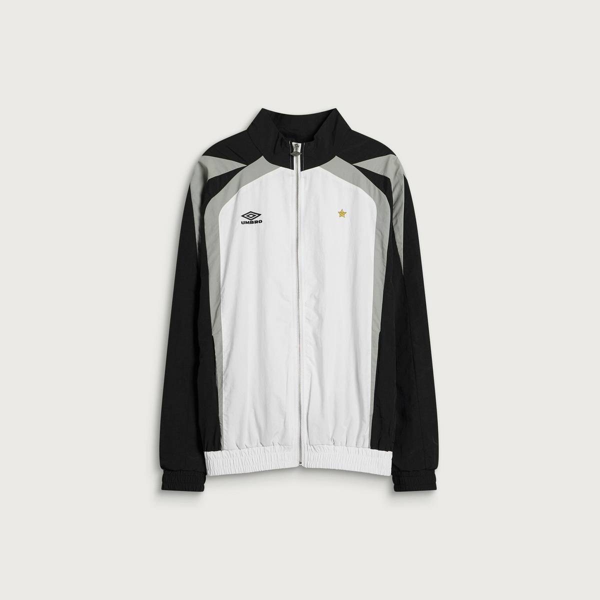 Umbro Men's Relaxed Track Jacket in Brilliant White/Black/Neutral Gray