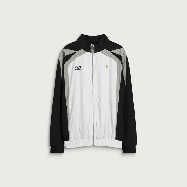 Photo: Umbro Men's Relaxed Track Jacket in Brilliant White/Black/Neutral Gray