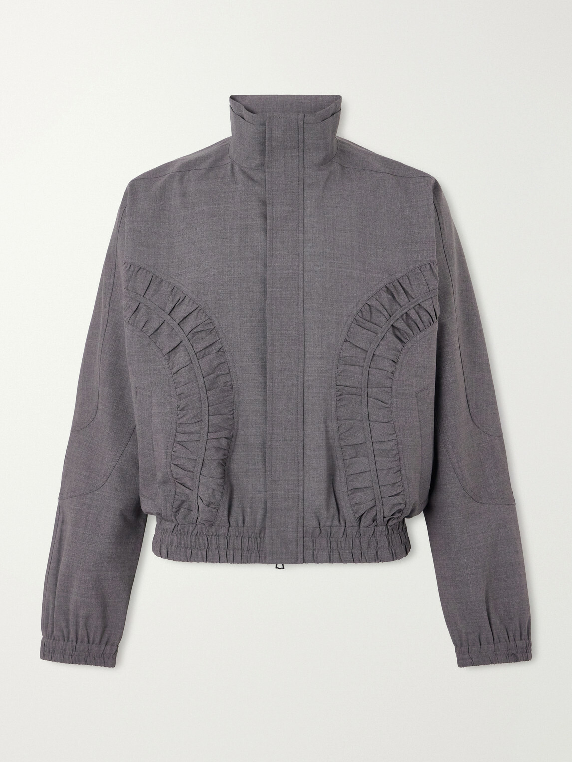 SAGE NATION - Fossil Ruched Panelled Twill Blouson Jacket - Gray