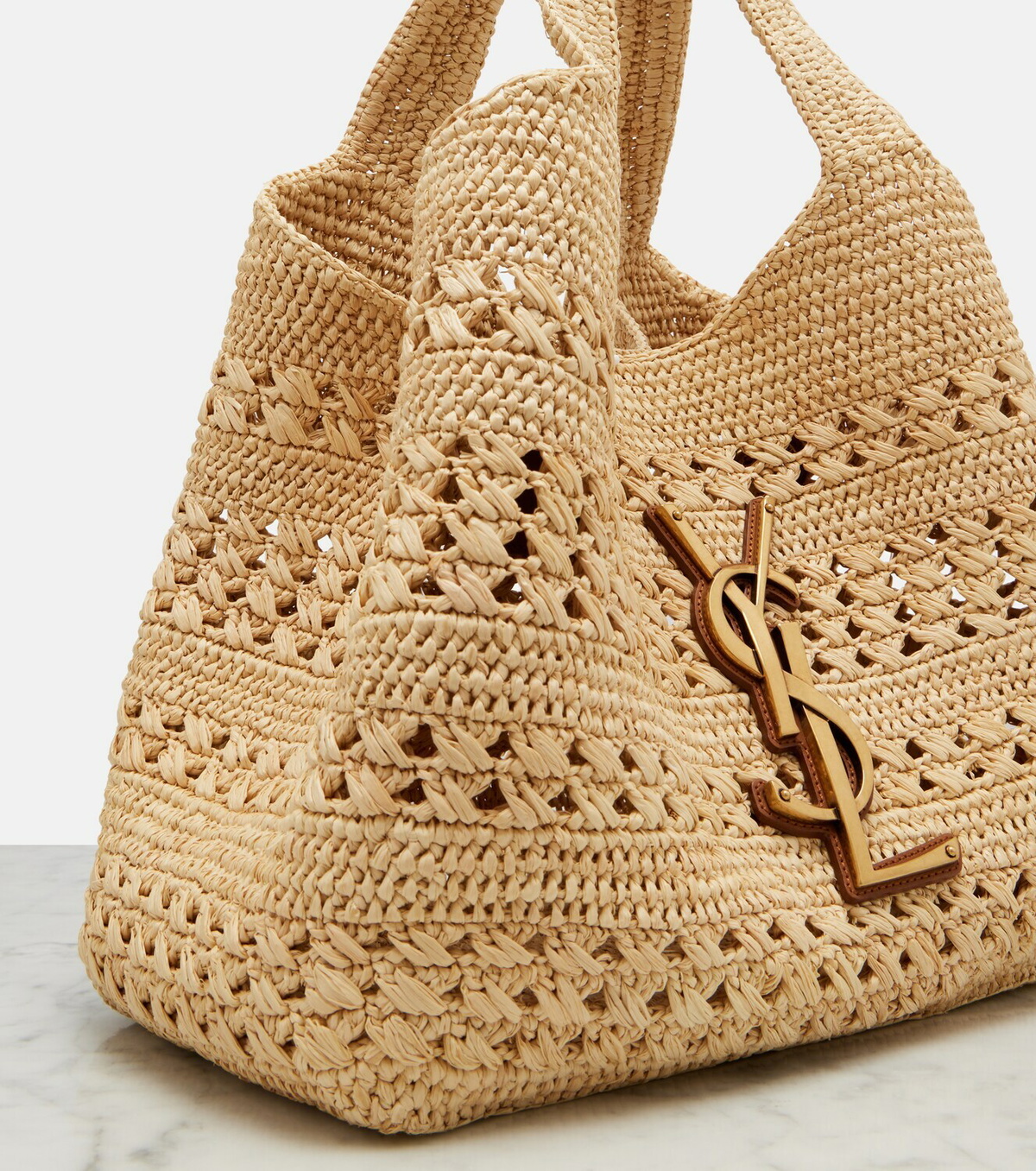 Saint Laurent Icare Medium raffia tote bag