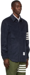 Thom Browne Navy Corduroy 4-Bar Snap Front Shirt Jacket