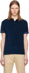 TOM FORD Navy Towelling Short Sleeve Polo