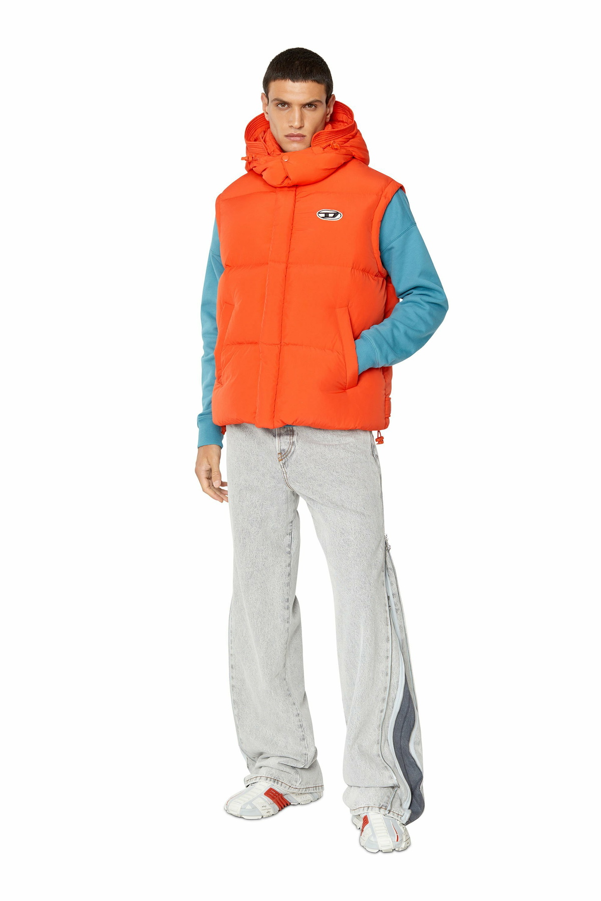Diesel Polygiene Viral Off real down vest - Winter Jackets Mens in Orange