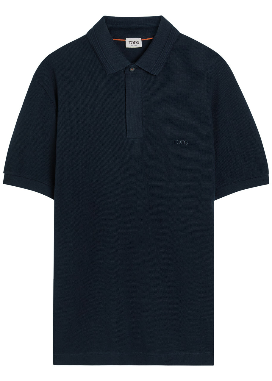 Tods Logo-embroidered Piqué Cotton Polo Shirt Blue