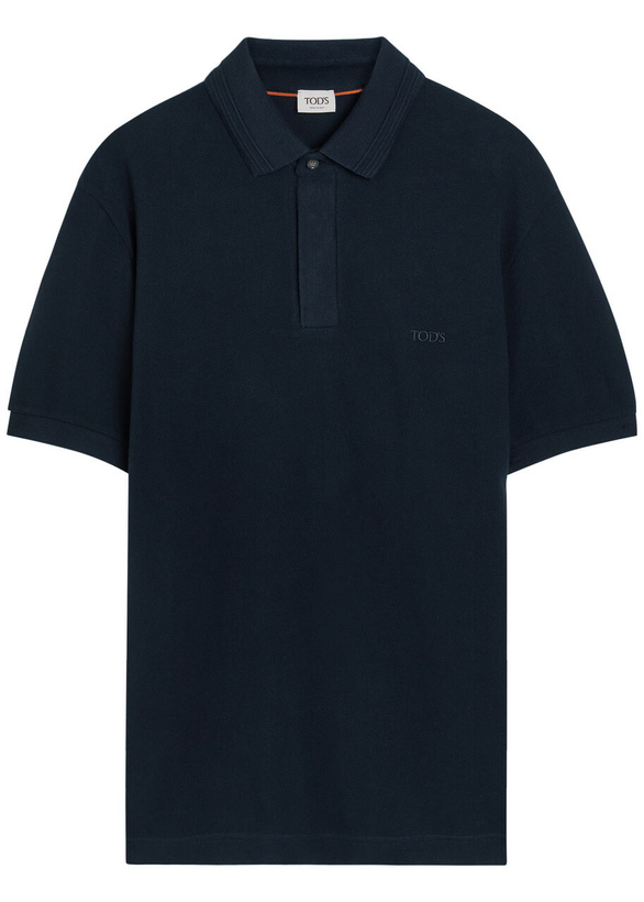 Photo: Tods Logo-embroidered Piqué Cotton Polo Shirt Blue