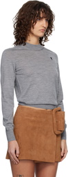 AMI Paris Gray Wool Crewneck Ami de Coeur Sweater