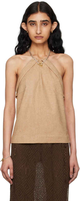 Photo: REMAIN Birger Christensen Tan Halter Neck Tank Top