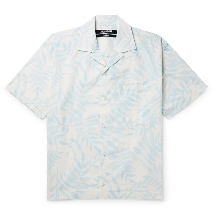Photo: JACQUEMUS - Jean Oversized Camp-Collar Logo-Embroidered Printed Organic Cotton Shirt - Blue