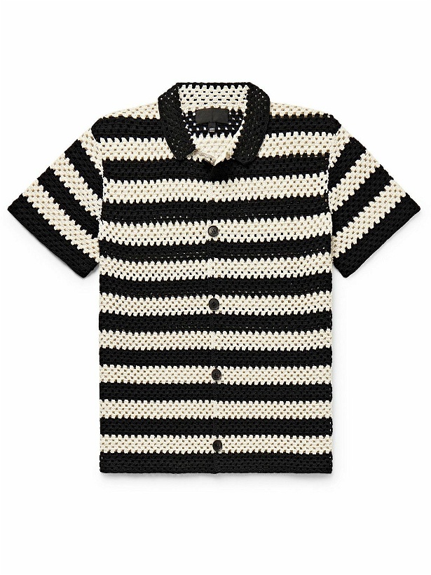 Photo: Nili Lotan - Brice Striped Crocheted Cotton Shirt - Black