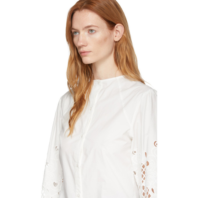 Tシャツ・カットソー CHLOE White Poplin Blouse See by Chloe White Poplin Floral Embroidery Blouse See by Chloe