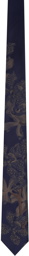 Dries Van Noten Navy Floral Tie