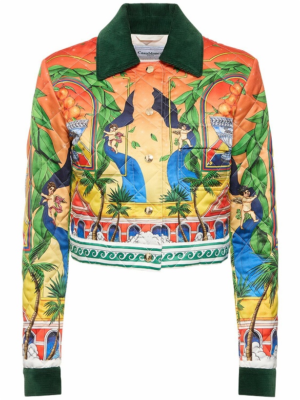 Photo: CASABLANCA - Printed Satin Quilted Cropped Jacket