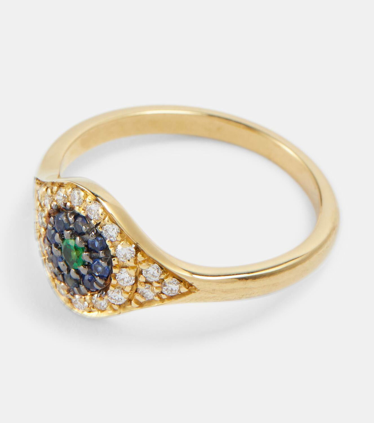 Ileana Makri Cats Eye 18kt gold ring with diamonds, sapphires and tsavorite