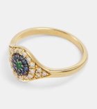 Ileana Makri Cats Eye 18kt gold ring with diamonds, sapphires and tsavorite