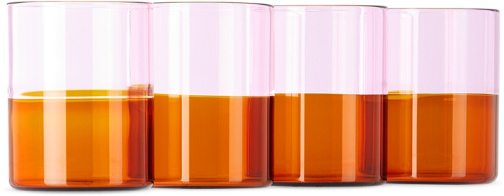 Photo: Fazeek Pink & Orange Two Tone Glasses Set, 4 pcs