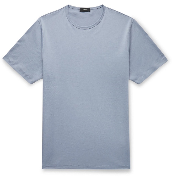 Photo: Theory - Cotton-Jersey T-Shirt - Blue