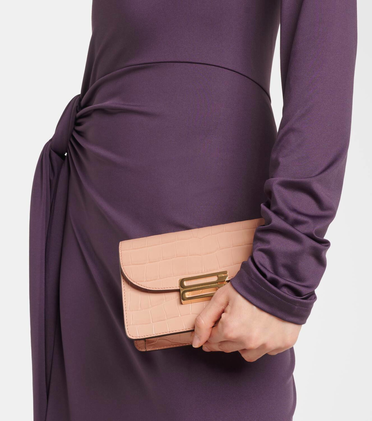 Victoria Beckham Dorian Nano croc-effect leather pouch with strap