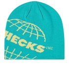 Checks Downtown Men's Globe Skully Beanie in Aqua/Lemon