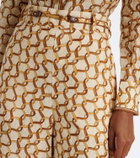 Zimmermann Belted printed linen wide-leg pants