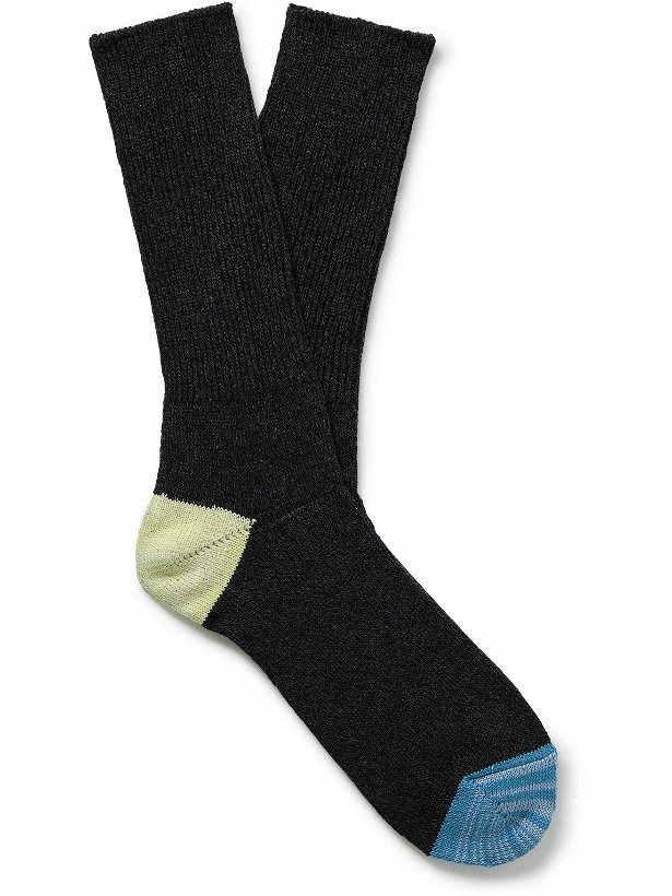 Photo: Anonymous Ism - Colour-Block Ribbed-Knit Socks - Gray
