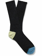 Anonymous Ism - Colour-Block Ribbed-Knit Socks - Gray