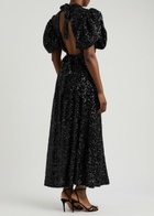 Rotate Birger Christensen Open-back Sequin Midi Dress Black