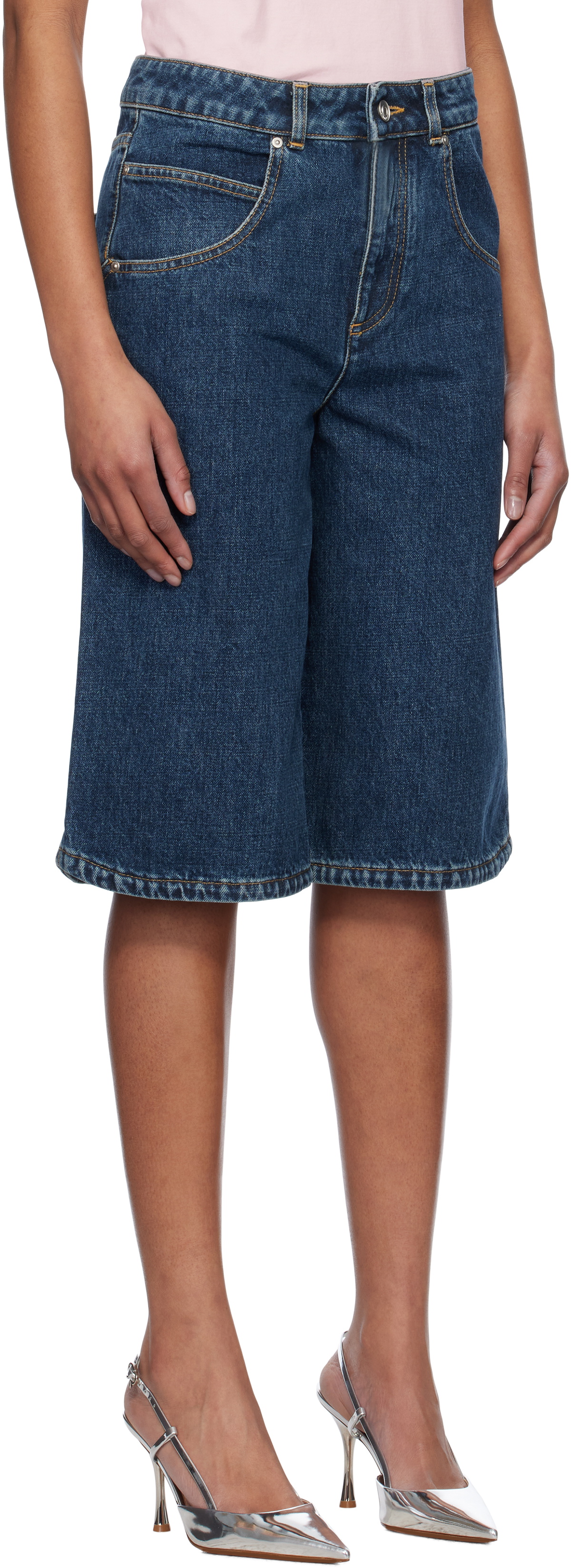 Givenchy Blue Curved Side Denim Shorts