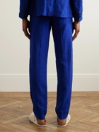 120% - Slim-Fit Tapered Linen Trousers - Blue