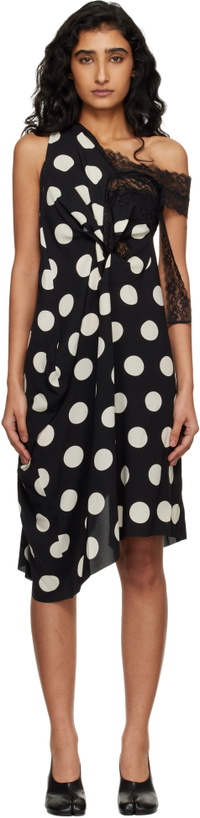 Photo: Junya Watanabe Black & Off-White Printed Lace Minidress