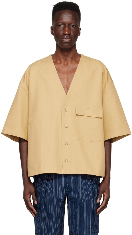 Photo: King & Tuckfield SSENSE Exclusive Beige Cotton Short Sleeve Shirt