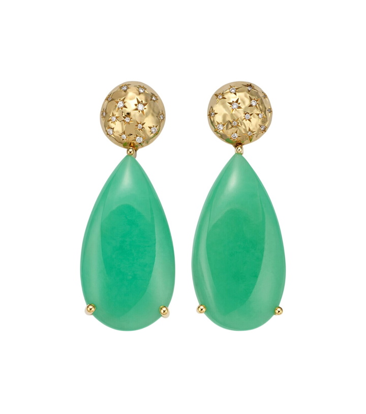 Photo: Octavia Elizabeth Imogen 18kt gold drop earrings with chrysoprase and diamonds