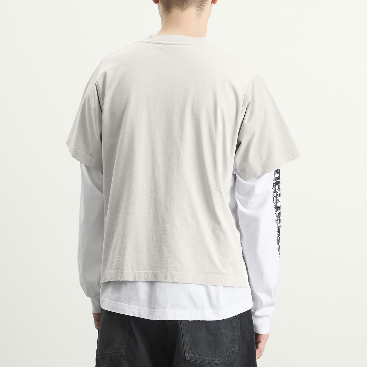 Balenciaga Men's Metal Merch Double T-Shirt in Light Grey/White