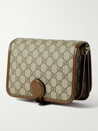 GUCCI - Leather-Trimmed Monogrammed Coated-Canvas Messenger Bag