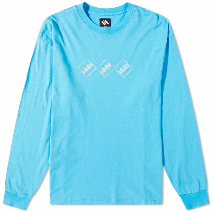 Photo: The Trilogy Tapes Men's Long Sleeve Block Noise 45 3 T-Shirt in Blue