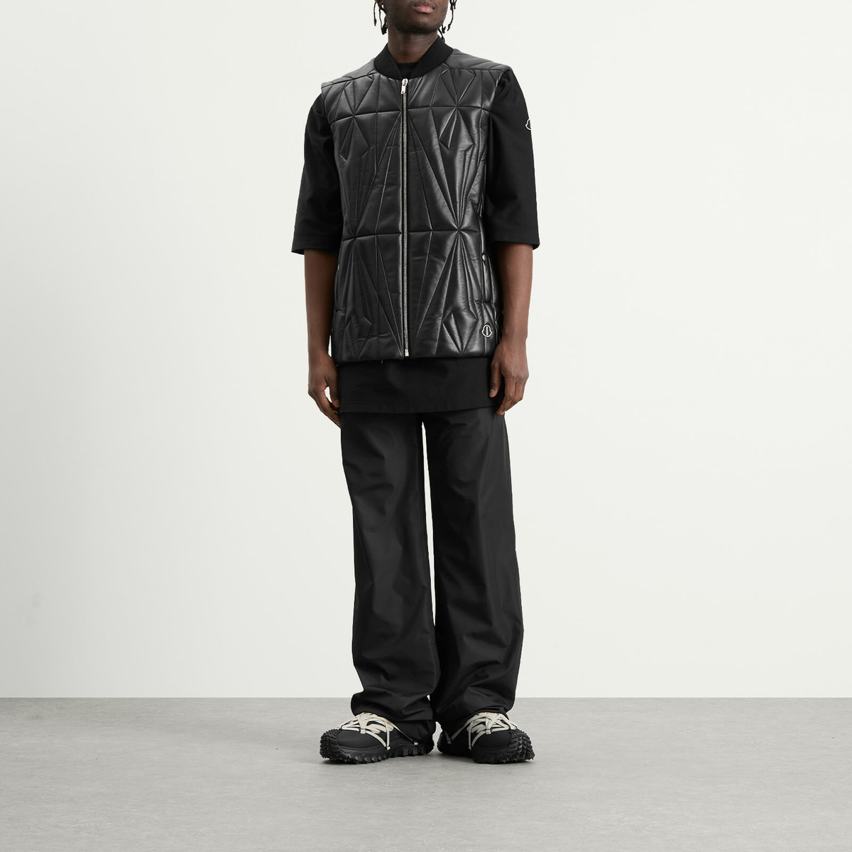 Rick Owens x Moncler Geocamo Flight Leather Vest in Black