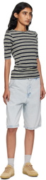 YMC Navy & Green Stripe T-shirt