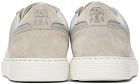 Brunello Cucinelli Grey & White Leather Low Sneakers