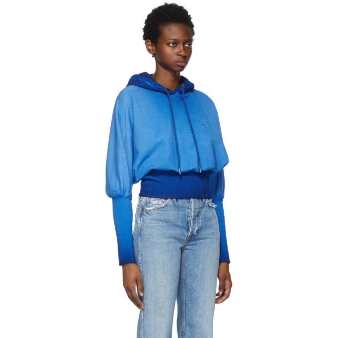 Opening Ceremony Blue Rose Crest Fade Crop Hoodie Opening Ceremony