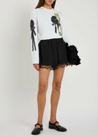 Simone Rocha Ribbon Rosette Printed Long-sleeve Cotton T-shirt White