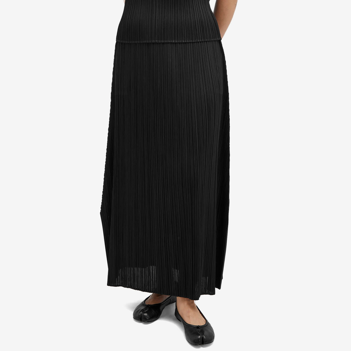 Pleats Please Issey Miyake Women's Pleats Midi Skirt in Black