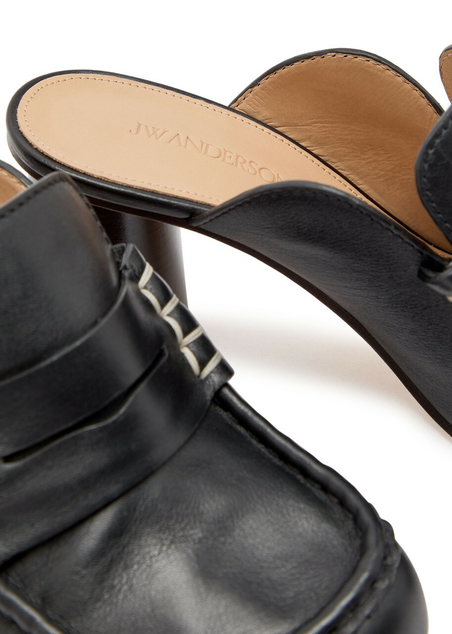 JW Anderson 70 Leather Loafer Mules Black