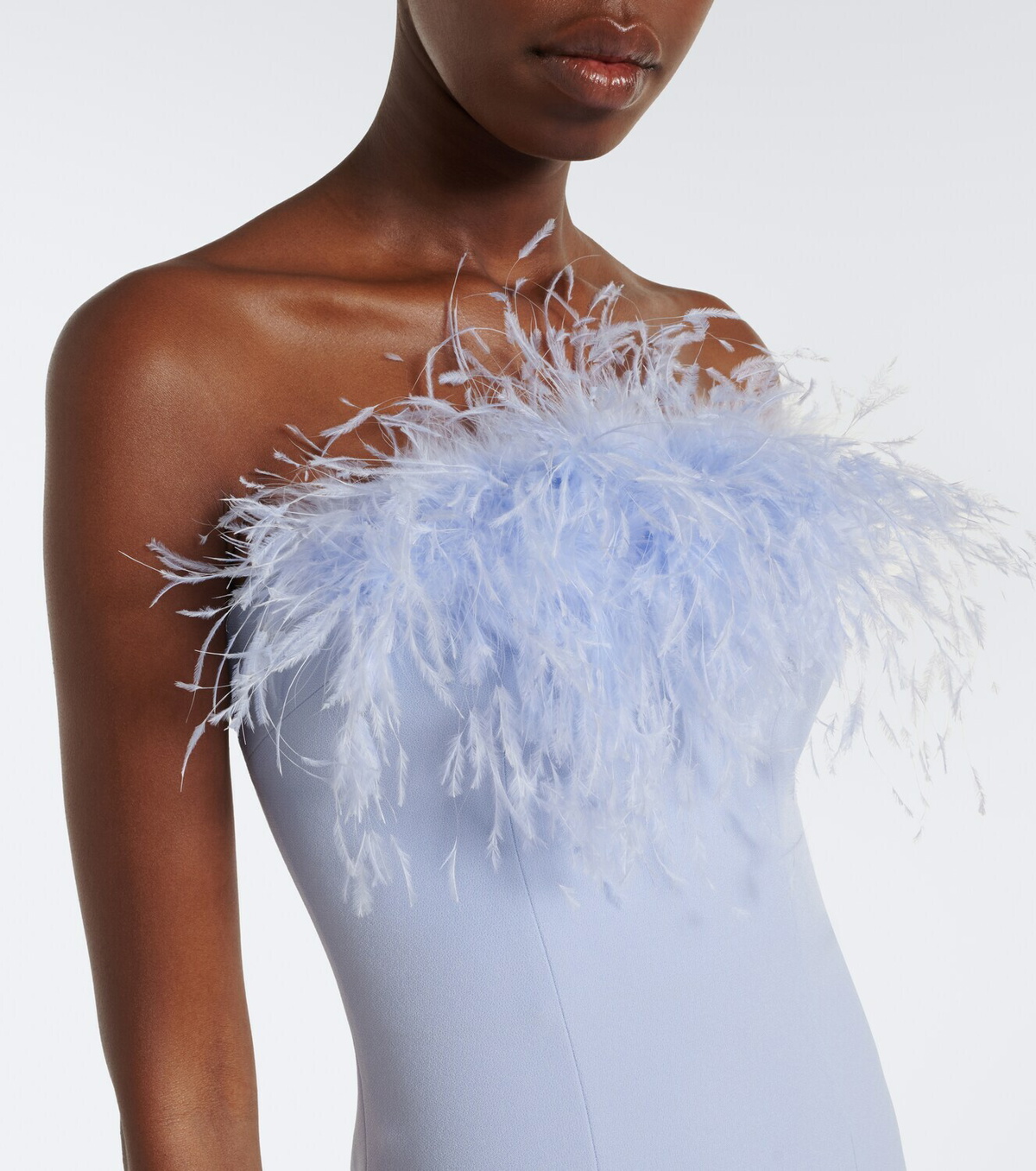 Safiyaa Soshin feather-trimmed crêpe gown