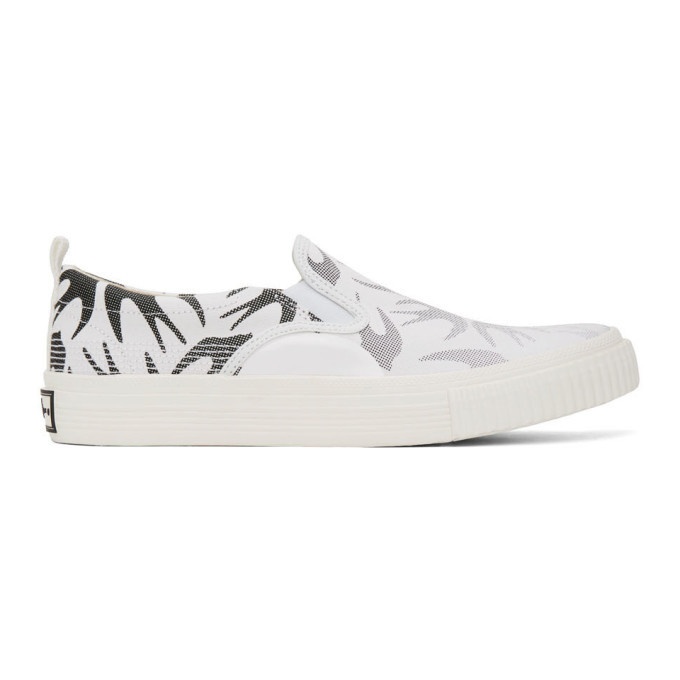 Photo: McQ Alexander McQueen White and Black Plimsoll Slip-On Sneakers