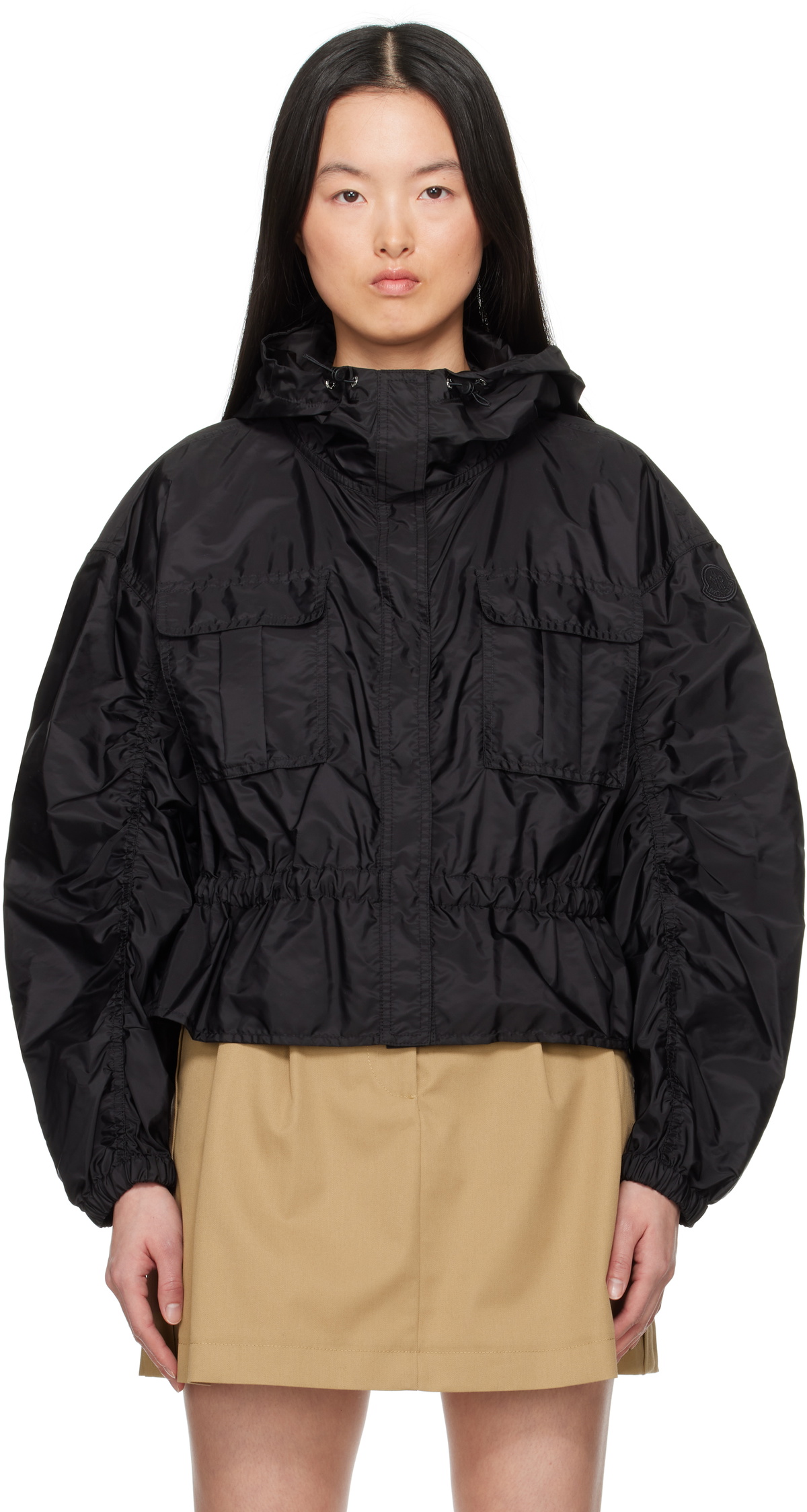 正規店買付★MONCLER CURTON HOODED PEPLUM ジャケット black-curton-hooded-peplum-