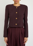 Chloe Darted Cropped Wool Jacket Purple