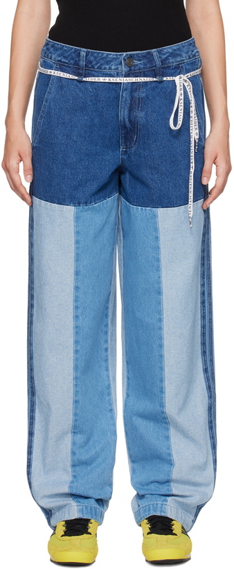 Photo: adidas Originals Blue KSENIASCHNAIDER Patchwork Straight Leg Jeans