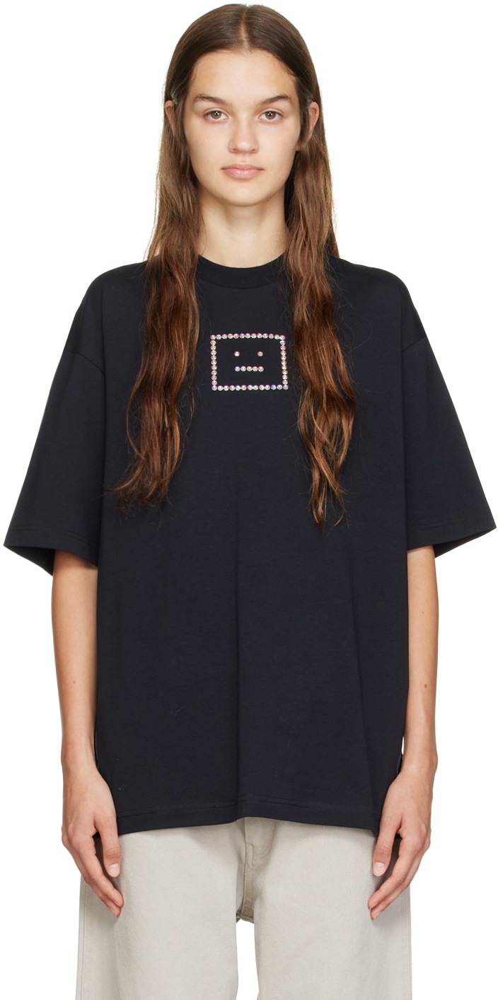 Acne Studios Black Crystal Appliqué T-Shirt Acne Studios