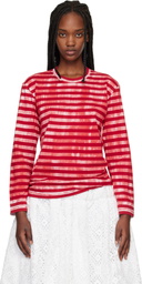 Comme des Garçons Red Cotton Jersey Stripe Garment Treated T-Shirt