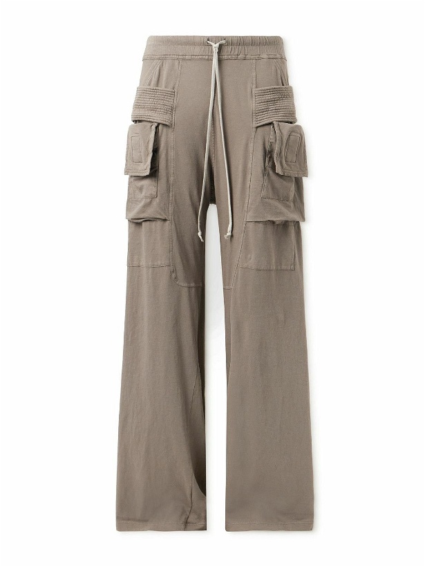 Photo: DRKSHDW by Rick Owens - Creatch Wide-Leg Cotton-Jersey Drawstring Cargo Trousers - Brown